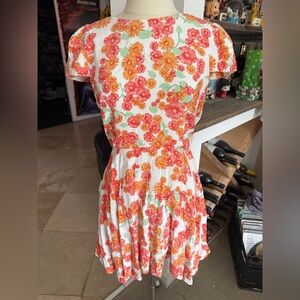 Vibrant Floral Mini Dress in Orange and Red